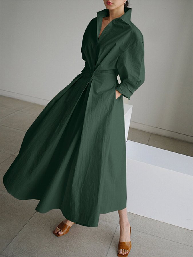 Clemence | Elegant Midi Dress with Button Closure