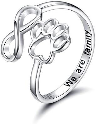 Adjustable 925 Sterling Silver Paw & Heart Ring – Handcrafted Design
