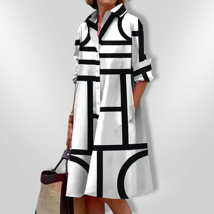 Helena | Midi Dress with Geometric Pattern