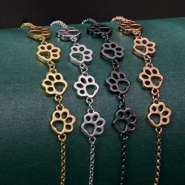 Adjustable Sterling Silver Paw Print Bracelet