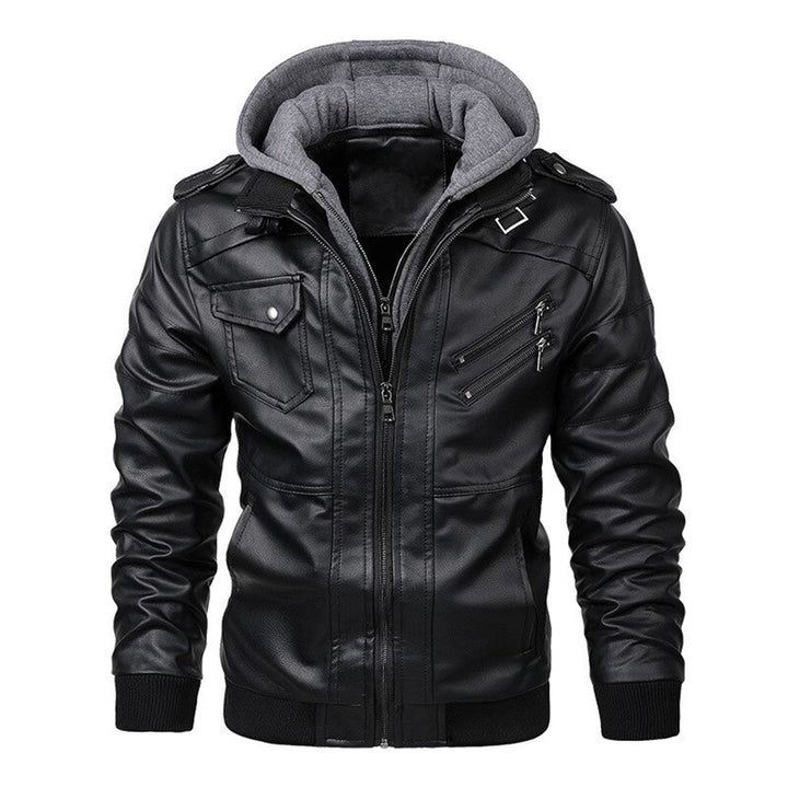 Jacob - Men's Leather Jacket with Hood