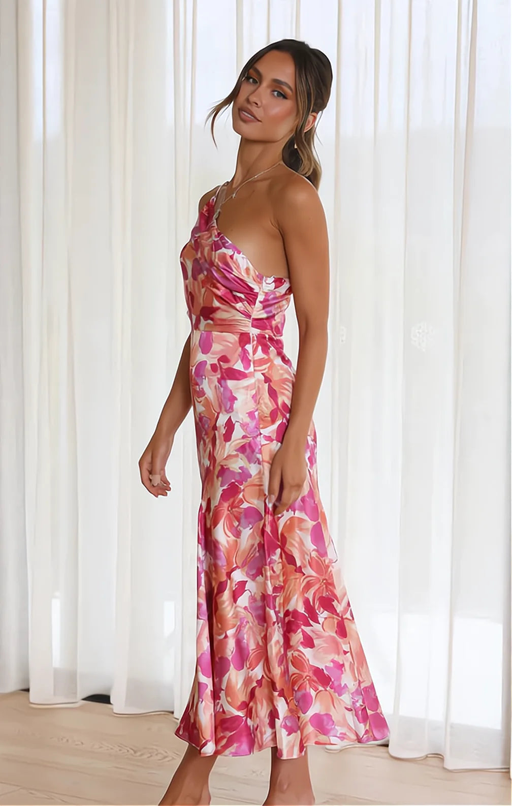 Diane | Floral Satin Dress
