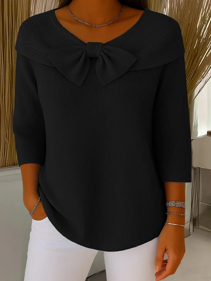 Serenna – Women's Sweater with Bow and Round-Neckline