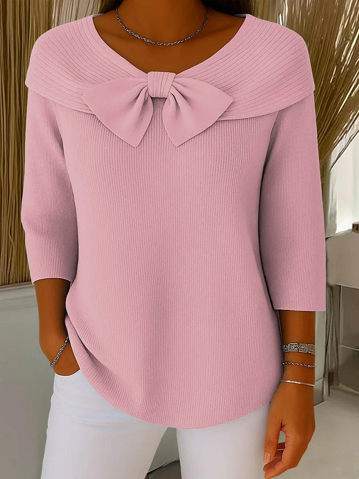 Serenna – Women's Sweater with Bow and Round-Neckline